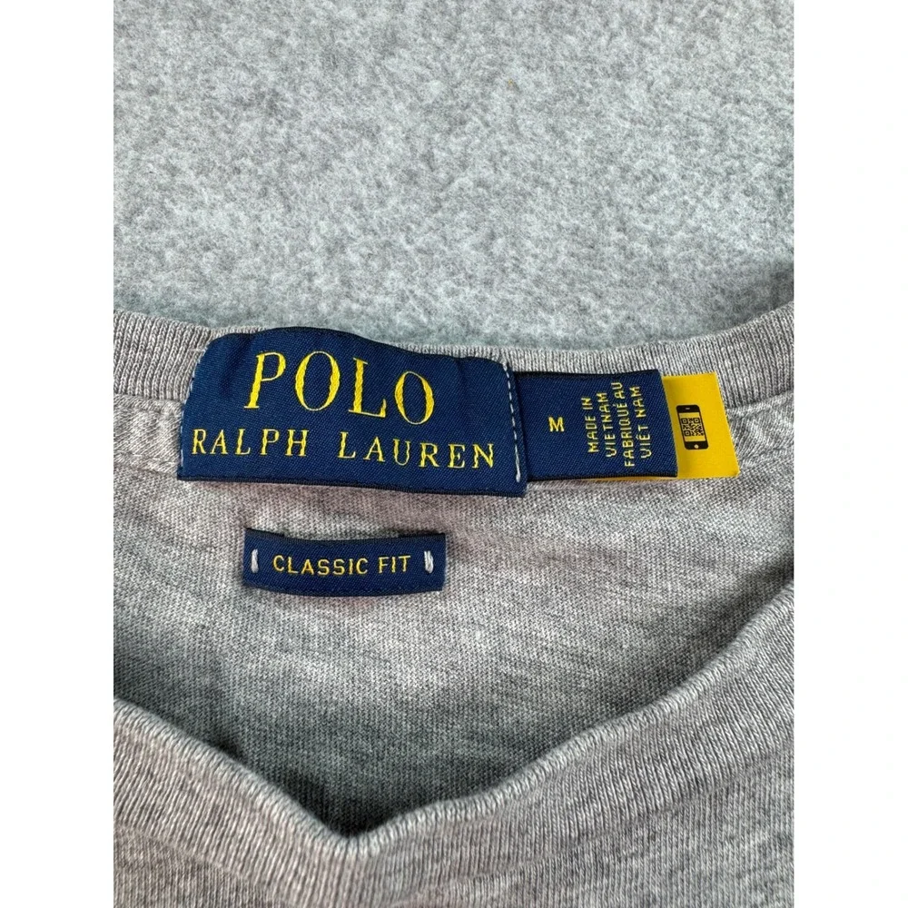 Polo Ralph Lauren Mens Classic Fit Gray Graphic T-Shirt Size M Orange Logo Pony